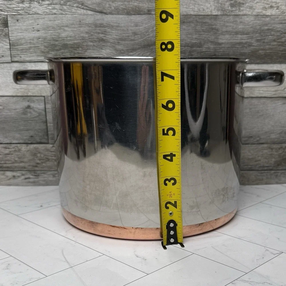 Revere Ware 1801 8 Qt Stock Pot NO Lid Copper Clad Clinton IL USA Stainless